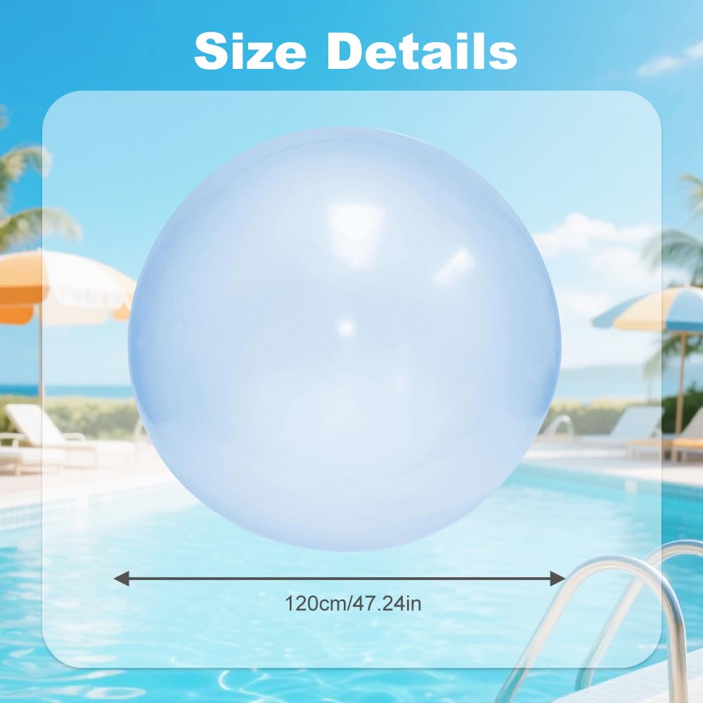 Bubble Ball, 120 cm waterpolo transparente, XXL, resistente al desgarro, pelota de burbujas de agua para adultos, pelota de burbujas grande para playa, jardín, fiesta al aire libre