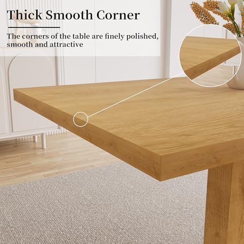 HIPIHOM Modern 46\'\' Kitchen Dining Table, Rectangular White Dining Table, Sturdy Construction for Home, Kitchen, Living Room, Dining Room, Small Spaces (Oak-Table)