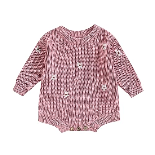 Image of FYBITBO Baby Girl Boy Sweater Knit Oversized Pullover Sweatshirt Romper Onesie Warm Fall Winter Clothes Outfit Newborn