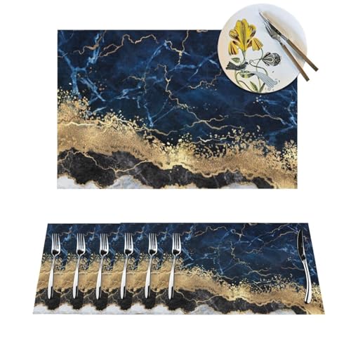 Sets de table tissés résistants à la chaleur imperméables bleu marine - 2