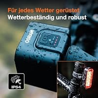 OSRAM LEDsBIKE COMPACT 100 Set, wiederaufladbares Fahrradlicht-Set – Vorder- und Rücklicht, mit Bremslicht, StVZO-geprüft, Garmin-kompatible Halterun, DREI Beleuchtungsmodi, 100 Lux – Ansicht 3