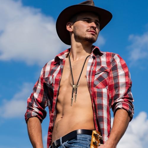 ElevateTech Bolo-Krawatte für Männer und Frauen, 2 Stück, Western-Cowboy-Krawatten-Halskette, handgefertigte Lederkrawatte im Retro-Stil, Bolo-Krawatten, Cowboy-Kostüm-Accessoires für Damen und Herren