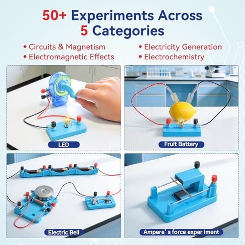 Ransanx 79PCS Magnetic Science Kit for Kids 8-16 Years Old, STEM Science Electricity Magnet Experiment Kit with Magnetic Car, Hand Crank Generator, Physics Lab Circuit Board for Students Learning by Ransanx - Image 3