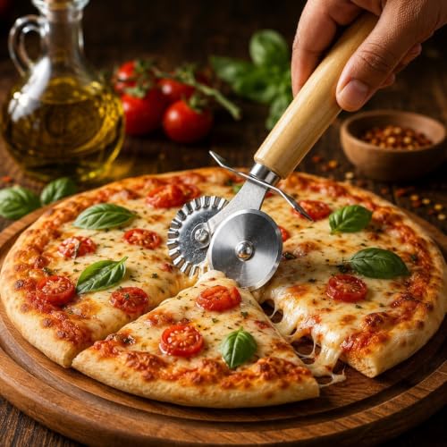 Image of 2-in-1 Stainless Steel Pizza Cutter & Dough Crimper Wheel