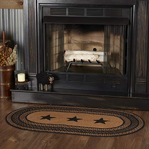 Tapete oval decorativo Farmhouse Stenciled Stars 27x48 pulg