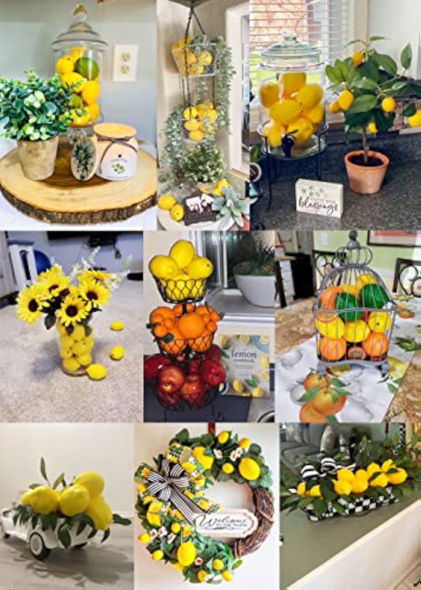 12pcs Artificial Lifelike Yellow Fake Lemons for Decor