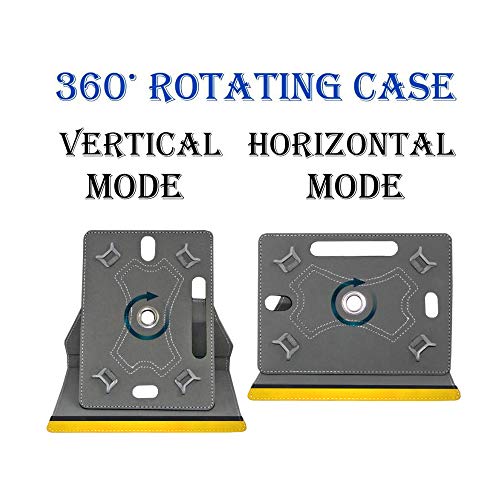 Image of Fastway Rotating Leather Flip Stand Case for DOMO Slate SL36 OS9 SC, Yellow | 10.1-Inch Tablet, Rotating Design
