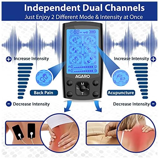 AGARO Dual Channel TENS Massager TM2421 24 Modes, 20 Intensity Levels, Rechargeable, Muscle/Nerve Stimulator for Pain Relief Therapy, Physiotherapy Machine, 10 Gel Pads, Period Pain, Pulse Massager - Image 4
