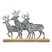 Glitzhome Christmas Reindeer Table Decoration, 12.81 Inches Metal Reindeer Decor with Wood Base, Farmhouse Galvanized Deer Decor for Home Rustic Xmas Mantle Shelf Desk