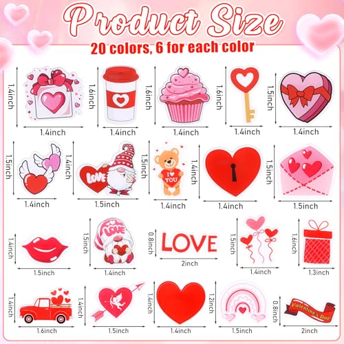 Image of Memorywuu 120 Pcs Valentines Day Pins Bulk Lapel Acrylic Pin Women Backpack Brooch Colorful Pins Gifts for Classroom Exchange Galentines Party Decoration
