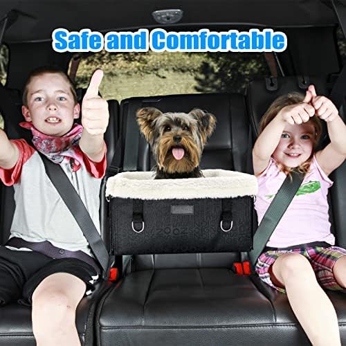 Newthinking Dog Car Booster Seat, Foldable Puppy Car Seat with Clip-On Safety Leash and Soft Liner, Pet Travel Dog Car Seats for Little Dogs Small Size Dogs