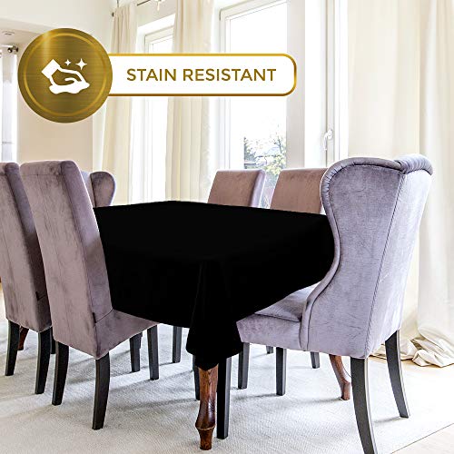White Classic Black Tablecloths For Rectangle Tables [60X102 Inch] Black Table Clothes For 6 Foot Rectangle Tables, Washable Fabric Stain And Wrinkle Resistant  [2 Pack] #TOP3