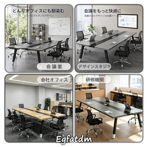 Egfatdm 多人数長机 会議テーブル オフィスデスク スチール厚フレーム 強化ポール安定設計 組立簡単 手入れ容易 会議・事務作業・パソコン・ゲーミング多目的兼用デスク [4]
