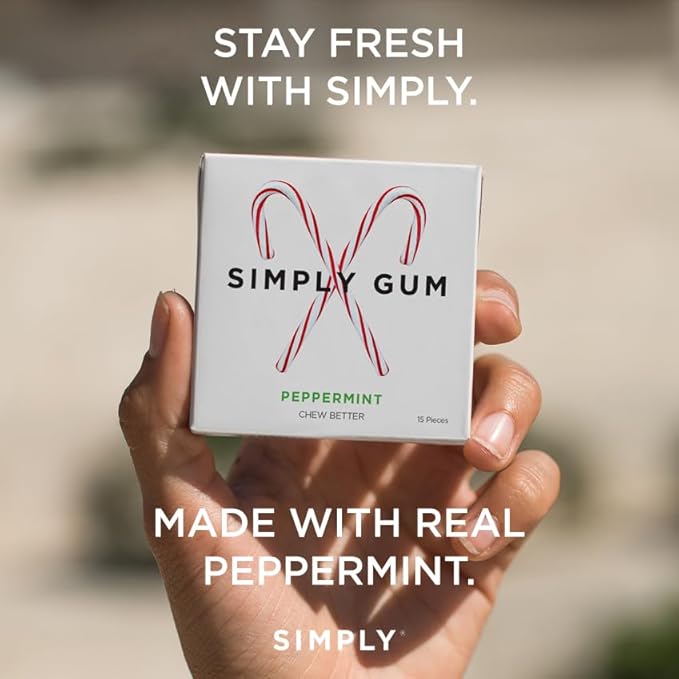 SIMPLY Gum Chicle Peppermint, Pack de 6 Cajas (90 Piezas), Vegano, Sin Gluten miniatura 7