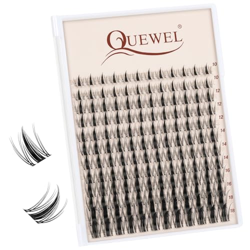 QUEWEL 120 pestañas postizas de aspecto natural estilo manga, pestañas gruesas y voluminosas, llamativas con de maquillaje, extensiones de pestañas DIY (AD)
