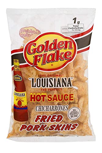Golden Flake Louisiana Hot Sauce Pork Skins 3.25 Ounce (Pack of 4)