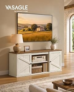 VASAGLE Farmhouse TV Stand for 65'' TV, Media Console, Sliding Barn Doors — photo 2 of 6