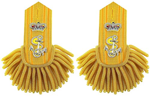 Épaulettes Royal Navy 1812 : broderie d'or capitaine ancres et couronne