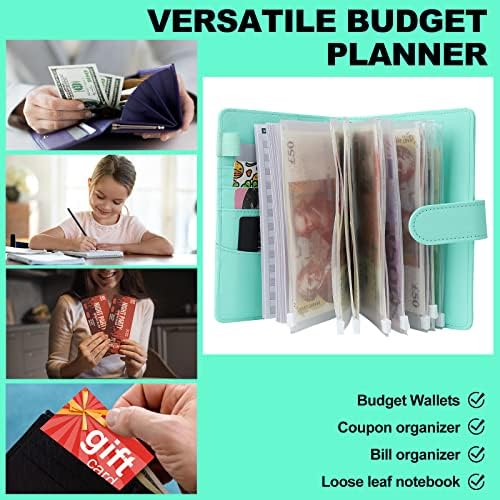 Amyzavls Planer budżetowy, format A6, organizer na gotówkę, oszczędność pieniędzy, z 12 kieszeniami do segregatora, segregator do planowania finansów, teczka do oszczędzania pieniędzy, zielony