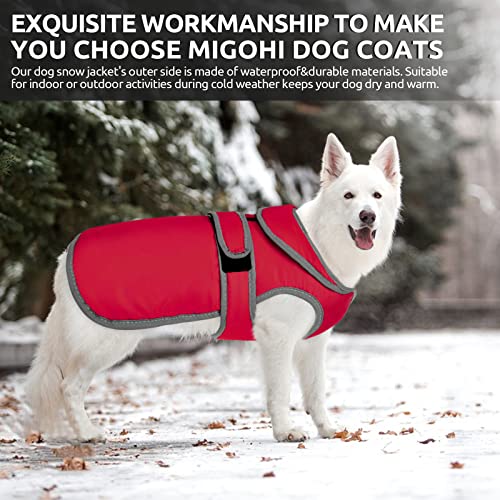Migohi Reflective Waterproof Windproof Dog Coat Cold Weather Warm Dog Jacket Reversible Stormguard Winter Dog Vest For Small Medium Large Dogs（Red, S） #TOP6