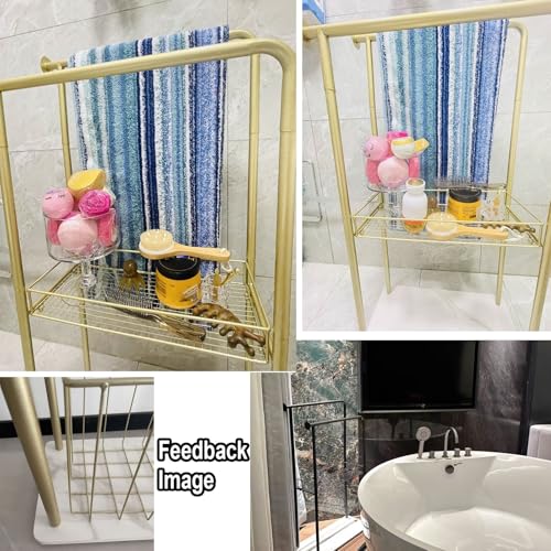 Support de douche autoportant 100cm rangement bain fer noir - 6