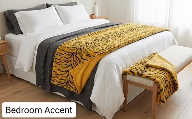 Image of Prokart Soft Faux Fur Fabric Cloth - 60 Inch Wide Pana | Fur Fabric Decorative Cloth for Crafting Soft Toys, Fancy Dress, Baby Photoshoot, Wedding Mandap & Party Decor (Yellow Tiger Printed, 2 Mtr)