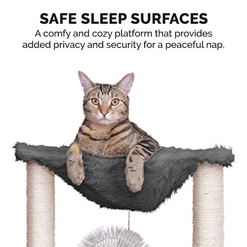 Image of Furhaven 15.75 inch Tall Playground for Indoor Cats, Ft. Sisal Scratching Posts, Self-Grooming Brush, & Toy - Tiger Tough Hammock Interactive Playground - Silver, One Size