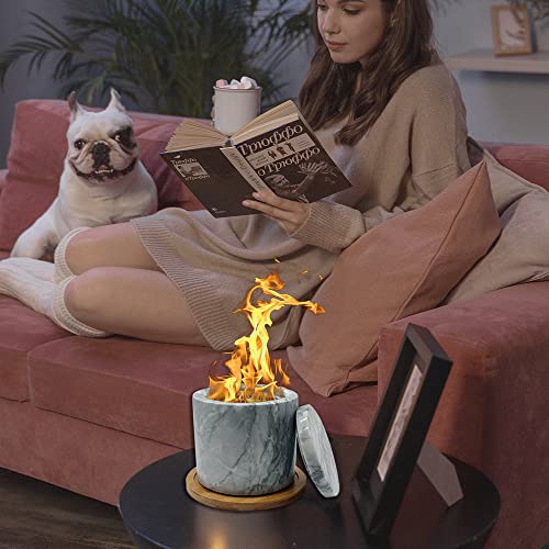 Mysticfire Natural Marble Tabletop Fire Pit - Ethanol Fire Pit, Fire Bowl, Mini Personal Fireplace For Indoor & Garden,White (White) #TOP5
