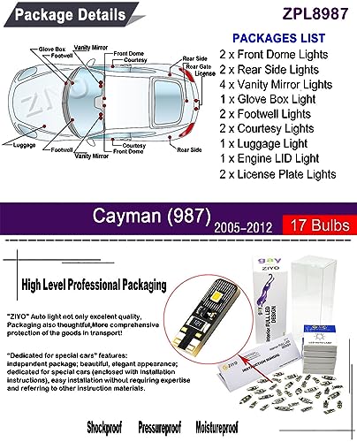 Kit de luces LED interiores para Porsche Cayman 987 2005-2012 miniatura 2