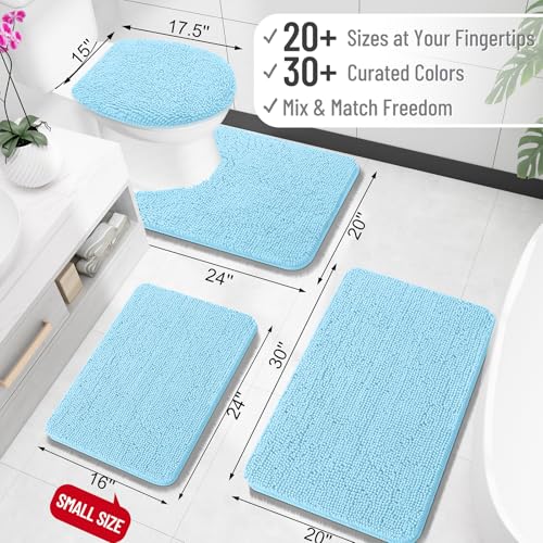 Image of OLANLY Large Bathroom Rugs 44x32, Extra Soft Absorbent Chenille Bath Rugs, Rubber Backing Quick Dry, Machine Washable Bath Mats for Bathroom Floor, Tub and Shower, Home Decor Accessories, Sky Blue
