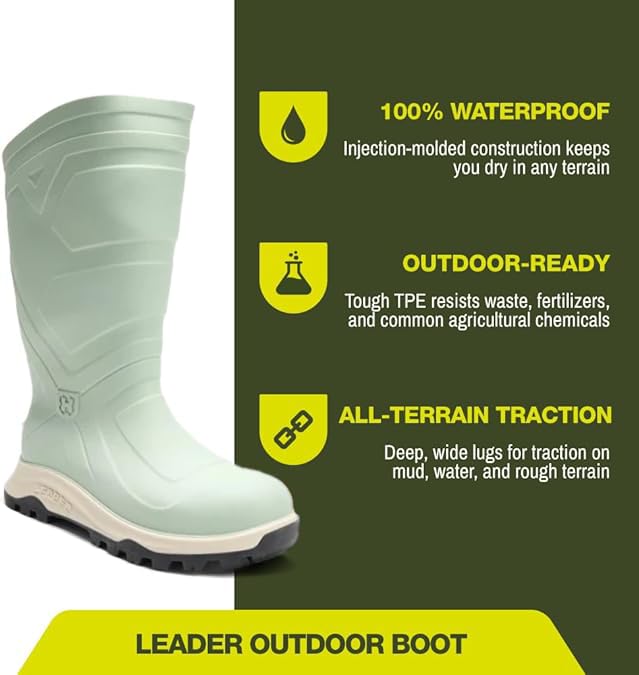 Image of Heartland Leader Outdoor Waterproof Boots for Men and Women - Work, Hiking, and Fishing Boots with Cushioned Footbed and Midsole, Traction Outsole
