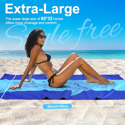 Genovega Microfiber Lightweight Thin Beach Towel Compact Clearance Towels Quick Dry Sandproof Sand Free Swim Pool Camping Blanket Travel Essentials Accessories Vacation Women Men Adults Shark Stripes