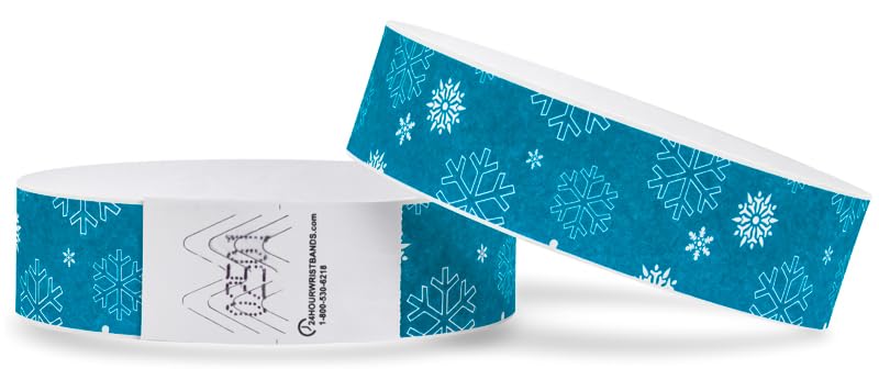 100 Pack Tyvek Wristbands for Ticket Event Concert, Carnival, Waterparks, Party Bracelets for Events (Snow Flakes)
