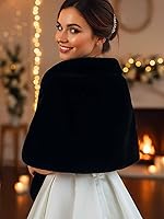 Vista 27 de Aukmla Bufanda de piel de boda para mujer con broche de diamantes de imitación para novia y damas de honor A-Marrón