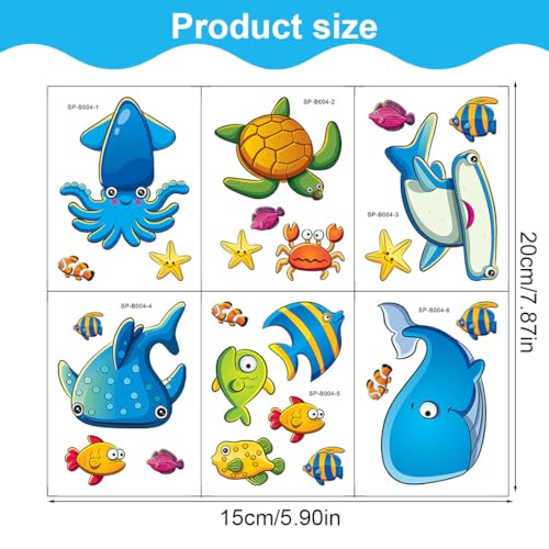 LuLiyLdJ Anti Rutsch Badewanne, Antirutsch Aufkleber, Anti-Rutsch-Badewanne Aufkleber, große selbstklebende Aufkleber für Kinder für Dusche und Badewanne, Meeresmotiv, 24 Stück