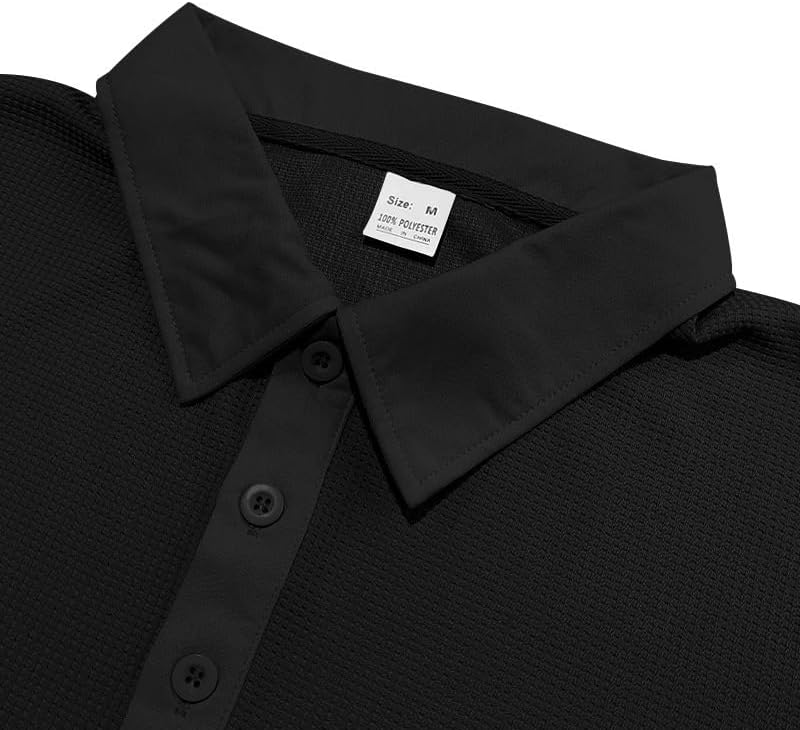 Men's Waffle Polo Shirt - Spring Autumn Long Sleeve 1/4 Button Casual Shirt for Vacation Everyday Wear - Image 4