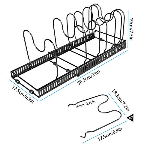 Tomorotec Pot And Pan Organizer For Cabinet Lid Holder Expandable, Attom Tech Home Cabinet Pot Lid Storage Rack Organizer For Frying Pan Kitchen (Black) #TOP6