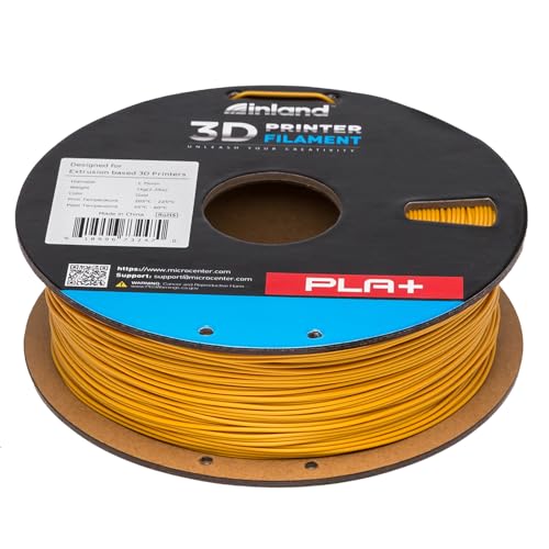 Image of INLAND Micro Center PLA+ 3D Printing Filament 1.75mm - PLA Pro Dimensional Accuracy + /- 0.03 mm - 1kg Cardboard Spool (2.2 lbs) (1 Pack Gold, 1.75mm)