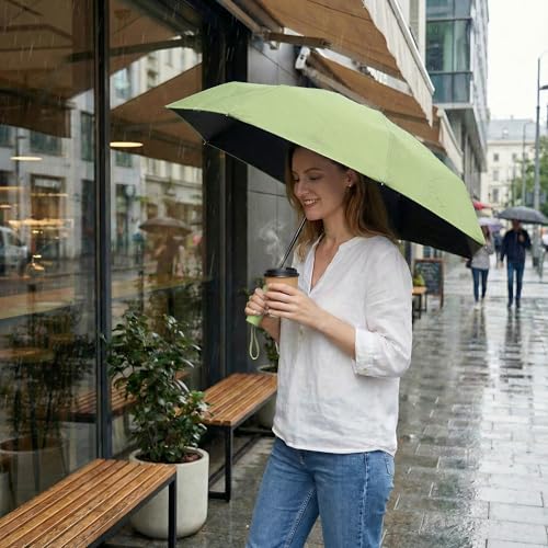 Image of BAODINI Small UV Protection Travel Umbrella Compact for Rain and Sun UPF 50+ Windproof Portable 42 inch Umbrella for Women and Men