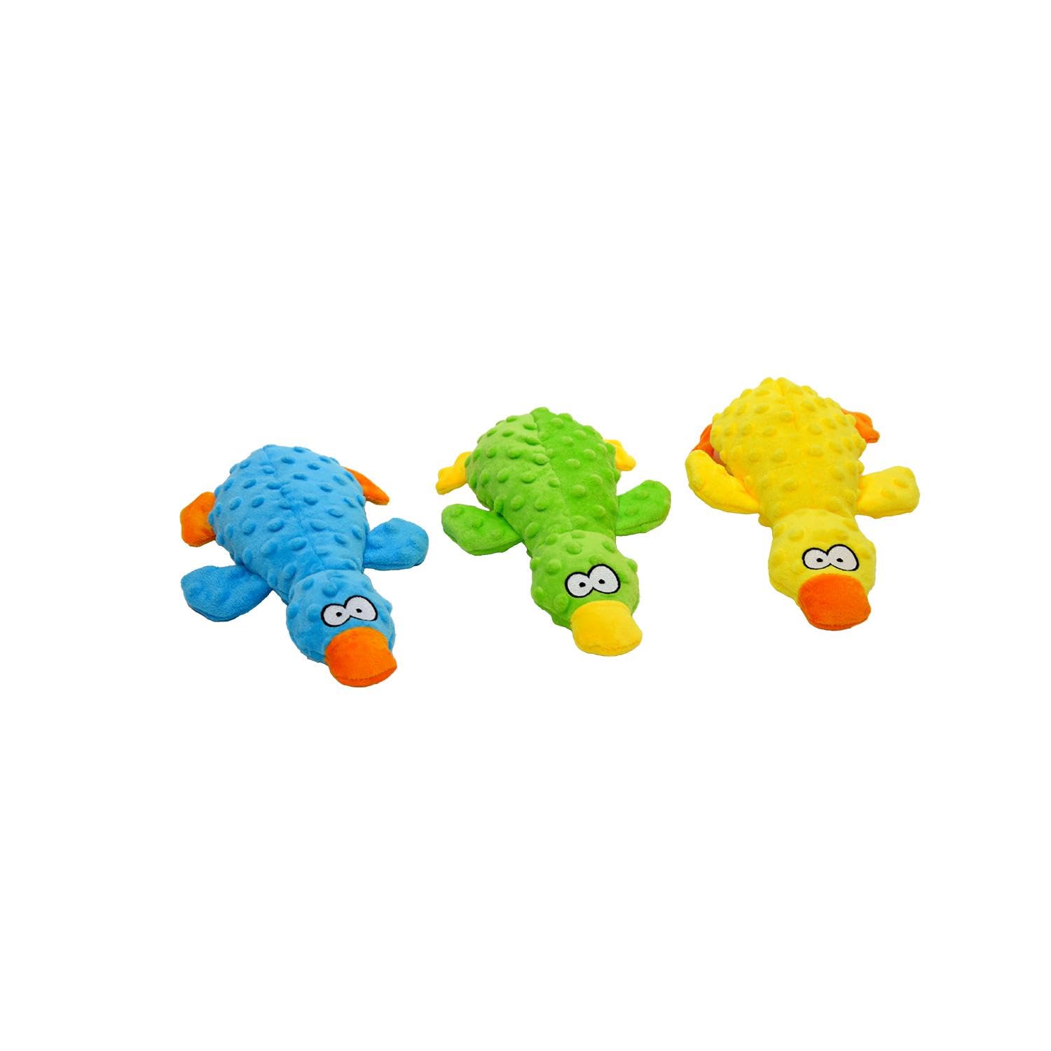 JACK AND VANILLA, Giocattolo interattivo per cani in peluche anatra 25 cm blu, stimola il gioco, resistente, lavabile in lavatrice, ideale per cani piccoli e medi, modello Bubble Plush