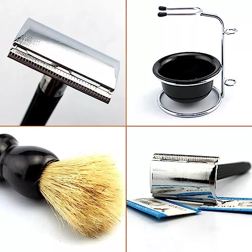 Kit Barbeador Vintage Retrô Barbearia, Navalha, Kit Para Barbear - 7 lâminas