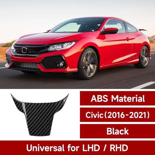 Image of Steering Wheel Decal for Honda Civic 2016 2017 2018 2019 2020 2021 Accessories ABS Carbon Fiber Interior Stickers