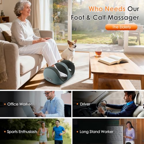 Image of Shiatsu Foot Massager, Foot and Calf Massager with Heat, Grey