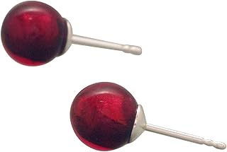 Pendientes de aro de cristal de Murano rojo