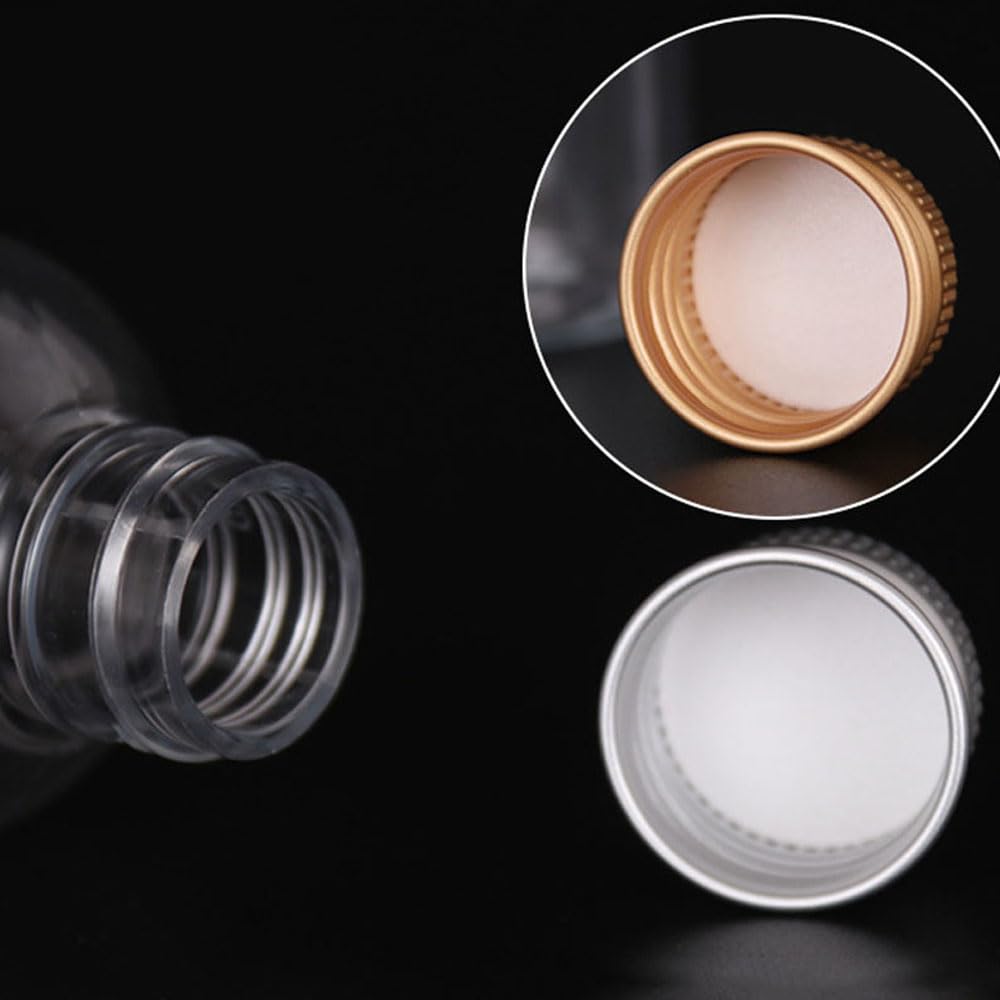 50 Stück 5-500ml Leere Plastikflaschen Mit Aluminiumkappe Fläschchen Probenflaschen Transparenter Behälter Für Reisen Kosmetische Lotion-Probenflasche Tragbare Reise-leere (Silberne Deckel,250ML)