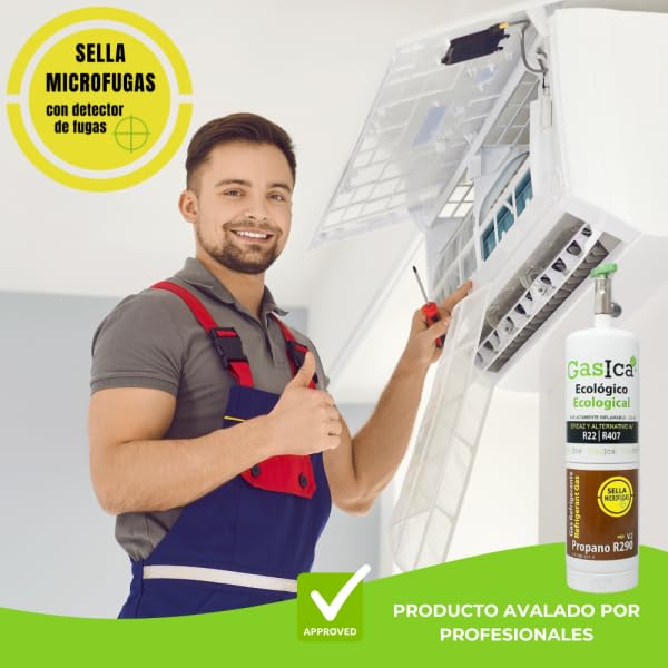 Bilake Gas refrigerante para Aire Acondicionado gasica Gas ecológico Pro V2 propano R290, 400g con Valvula, sustituye Gas R22, R407