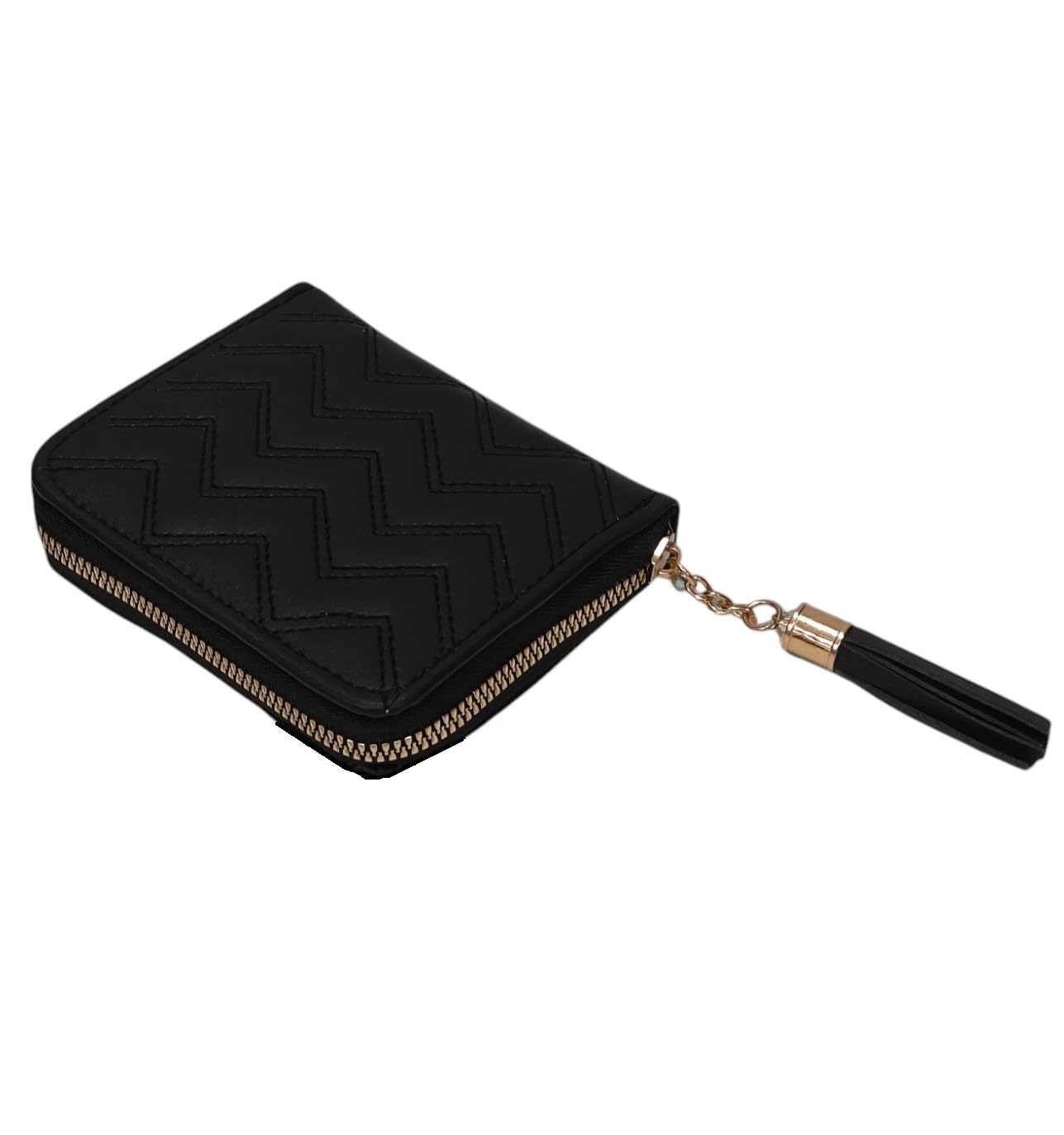 Women Small Purse Zip Purse for Ladies Small Coin Wallet for Girls Zip Money Wallet for Women (Black)