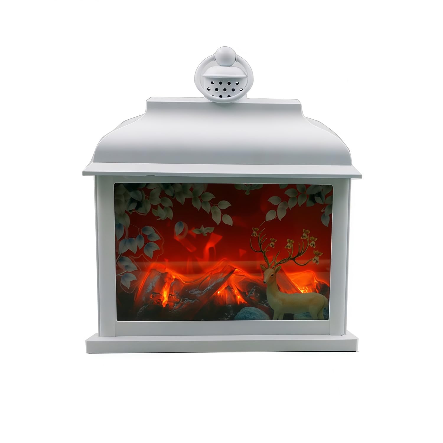 Simulated LED Fireplace Lantern USB & Battery Powered Flameless Light With Emulation Flame Table Decorative Lamp Copper Fireplace Ornament for Cozy Home Decor Free Standing Electric Log Burner