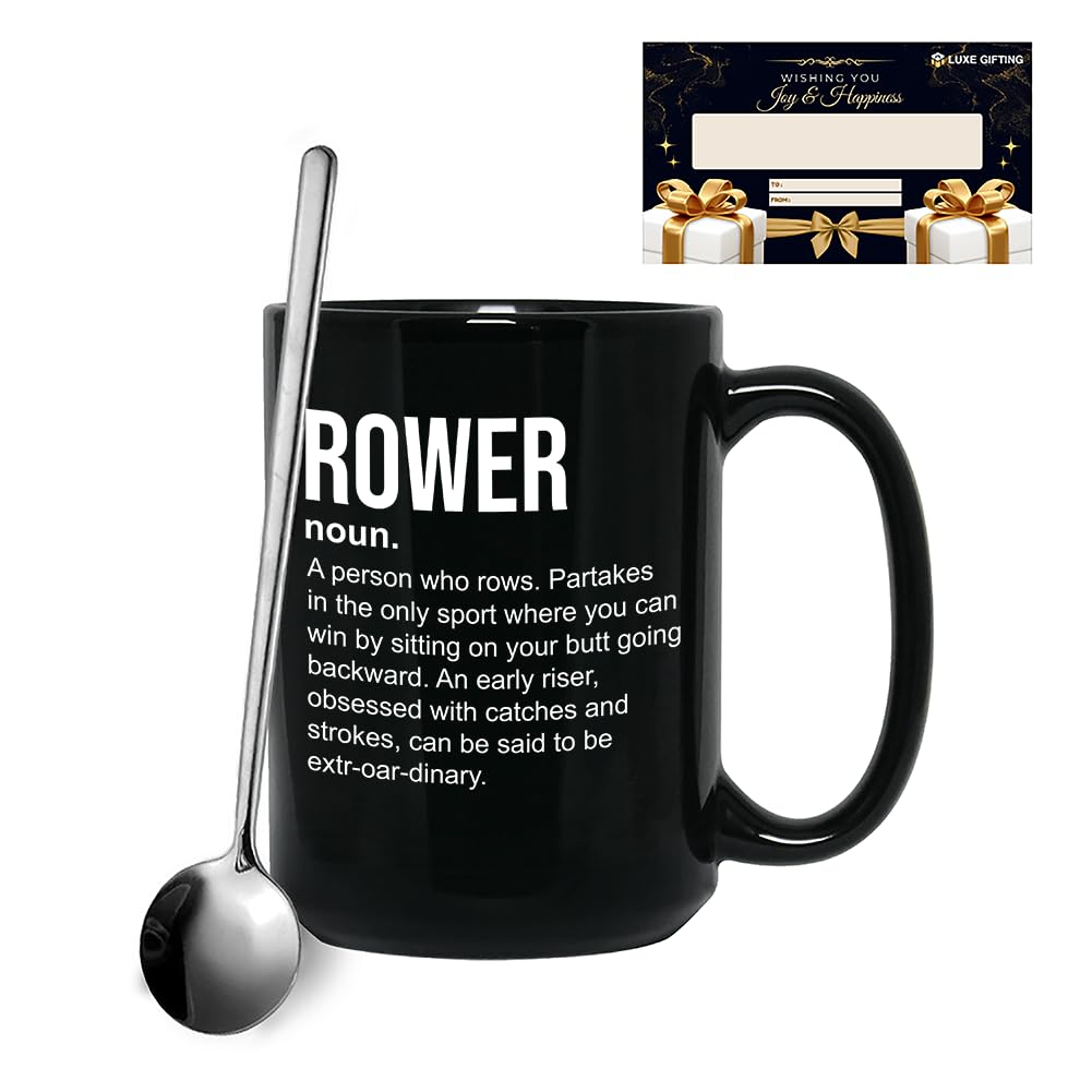 Bubble Hugs Rowing Coffee Mug 15oz Black - Rower Definition - Rower Definitions Sport Lovers Game Athlete Lake Lover Boats Racing