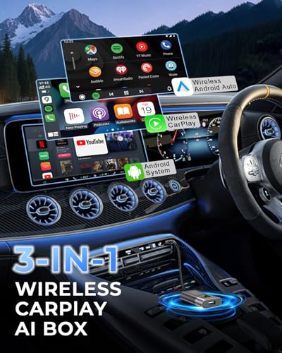 Image of CEROAN 2-in-1 Wireless CarPlay Adapter & Android Auto Wireless Adapter for Cars - Convert Wired to Wireless with Bluetooth 5.3 & 5GHz WiFi, Auto Reconnect, Lag-Free for iOS /Android (Ultra)
